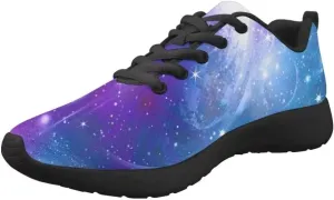 Dellukee Galaxy Print Walking Shoes Women Casual Mesh Colorful Durable Breathable Lace Up Fashion Sneaker