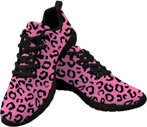 Dellukee Women's Casual Walking Shoes Fashion Colorful Leopard Printed Durable Breathable Lace Up Sport Running Sneaker