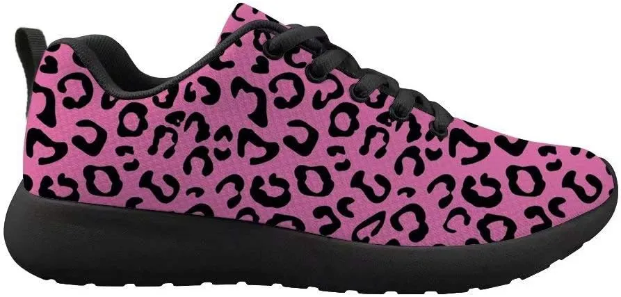 Dellukee Women's Casual Walking Shoes Fashion Colorful Leopard Printed Durable Breathable Lace Up Sport Running Sneaker