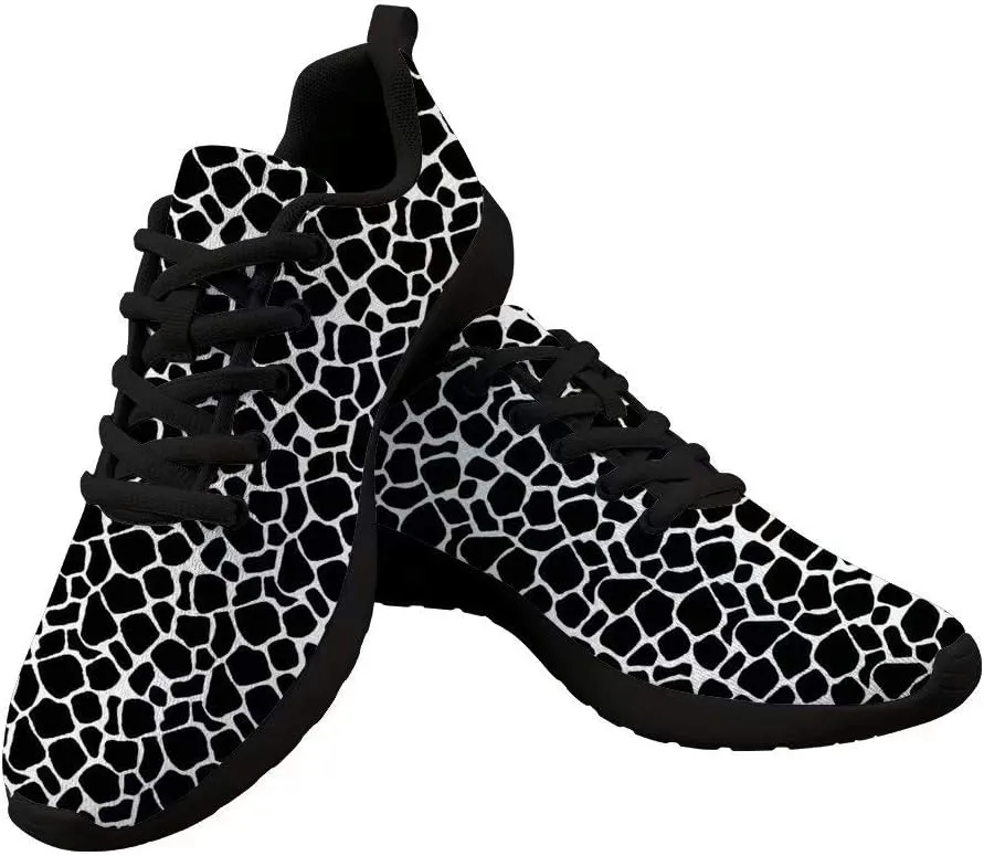 Dellukee Women's Casual Walking Shoes Fashion Colorful Leopard Printed Durable Breathable Lace Up Sport Running Sneaker