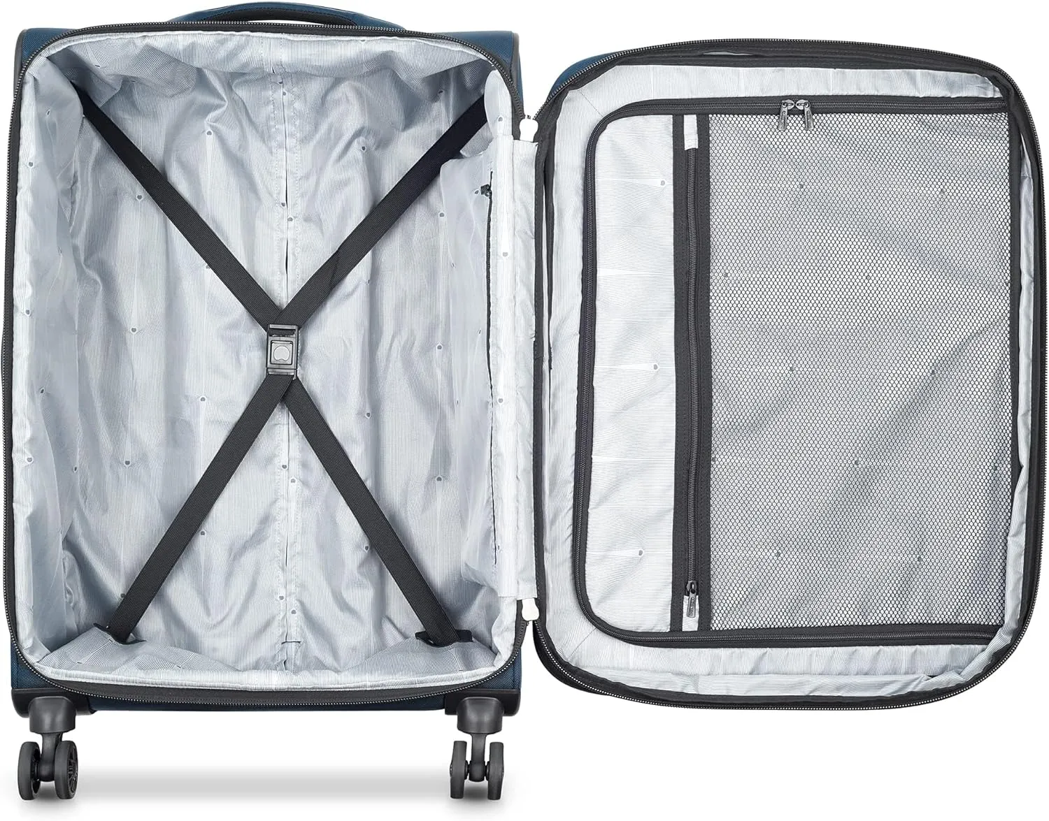 DELSEY PARIS Sky Max 2.0 Softside Expandable Luggage with Spinner Wheels 2 Piece Set, Blue (24 Inch/Duffle)