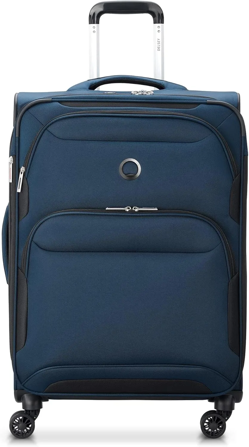 DELSEY PARIS Sky Max 2.0 Softside Expandable Luggage with Spinner Wheels 2 Piece Set, Blue (24 Inch/Duffle)