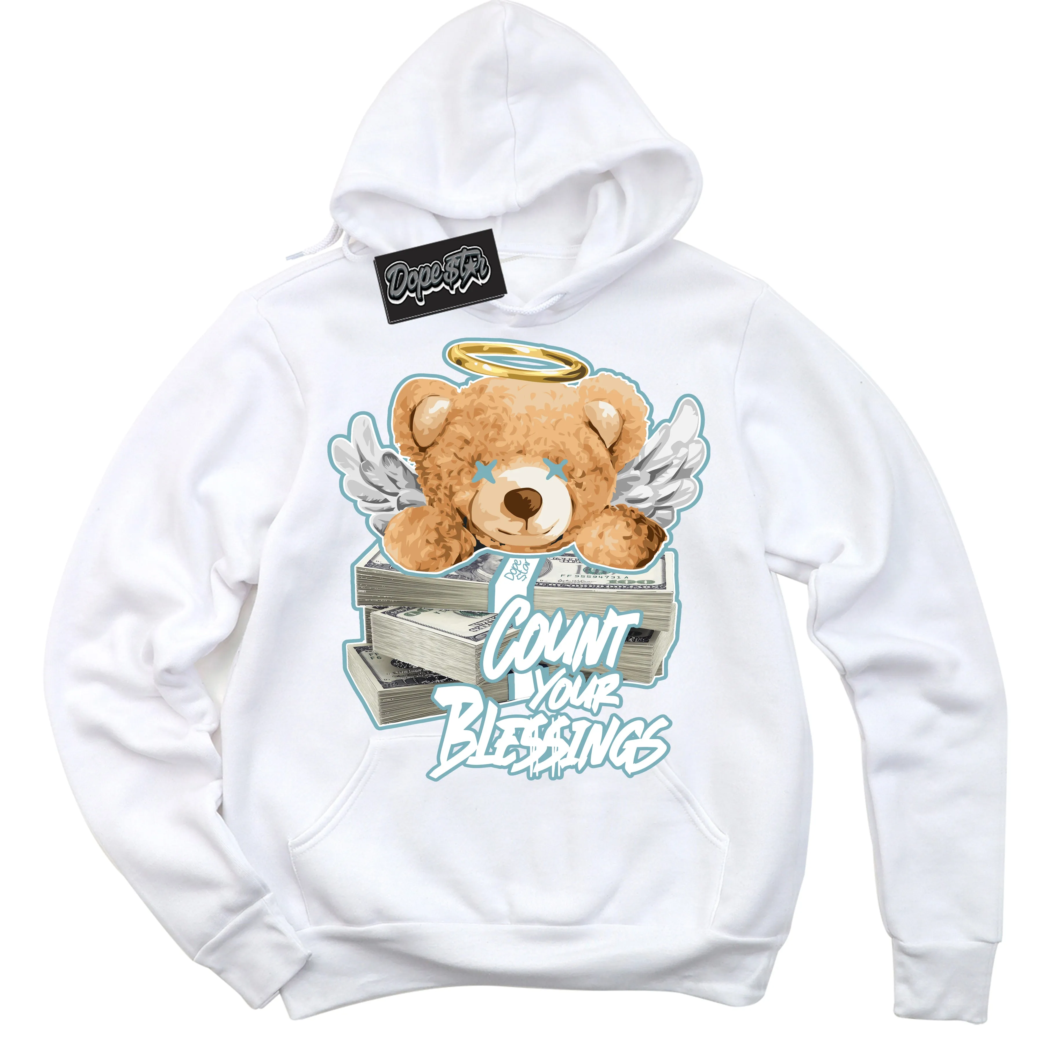 Denim Turquoise Dunk Sneaker Hoodie Count Your Blessings Graphic