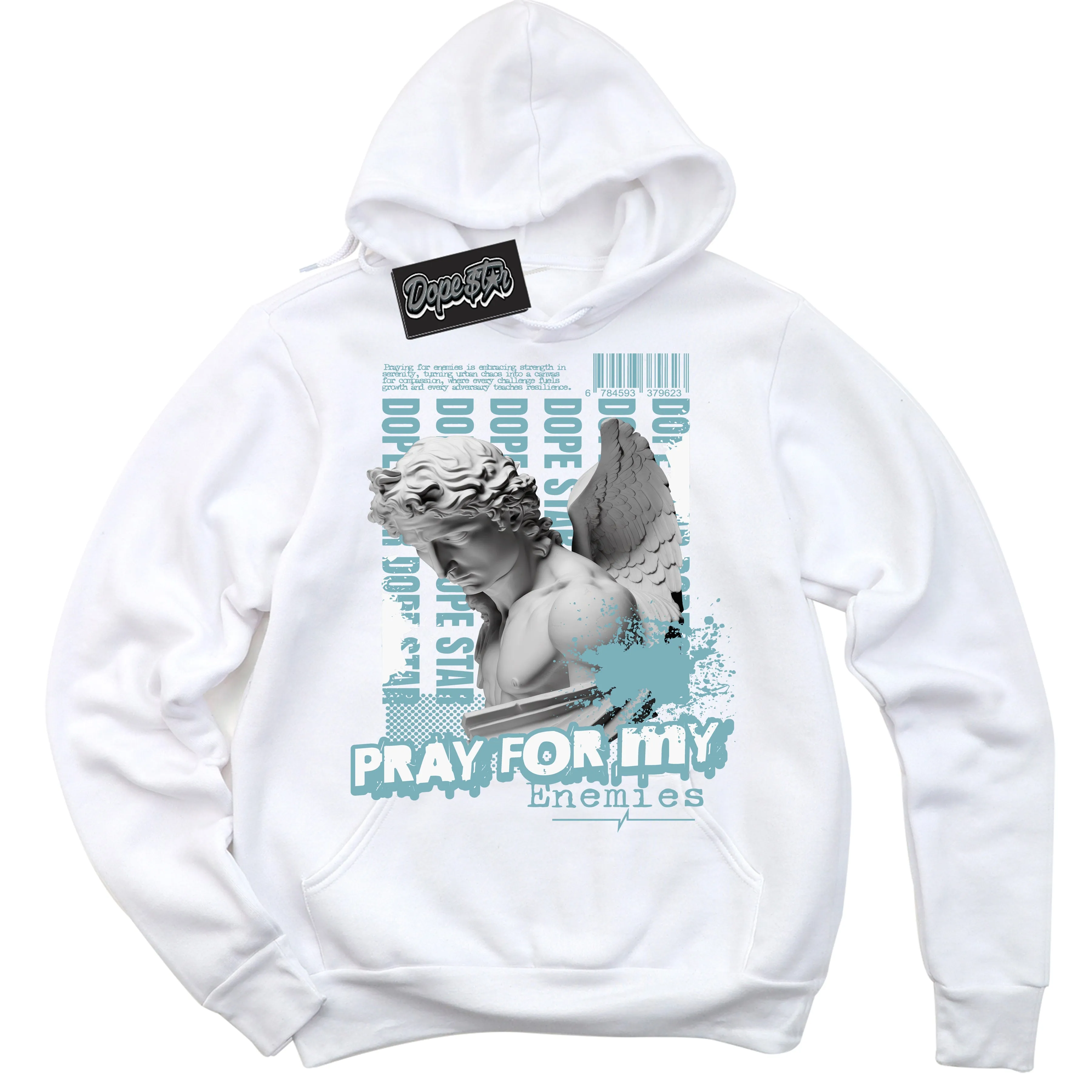 Denim Turquoise Dunk Sneaker Hoodie Pray Enemies Graphic