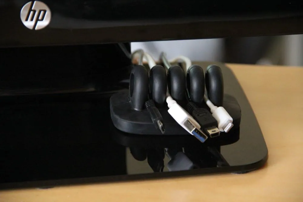Desktop Cable Organizer, Weighted, No Bad Smell, Bundled with 4 Reusable Cable Ties (Black)