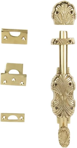 Door Sliding Bolt & Latches, 8 x 1 1/4 Inches with 3 Gate Latch, Barrel Bolt Polished Brass Finish, Security Slide Lock for Doors Gates Cabinet