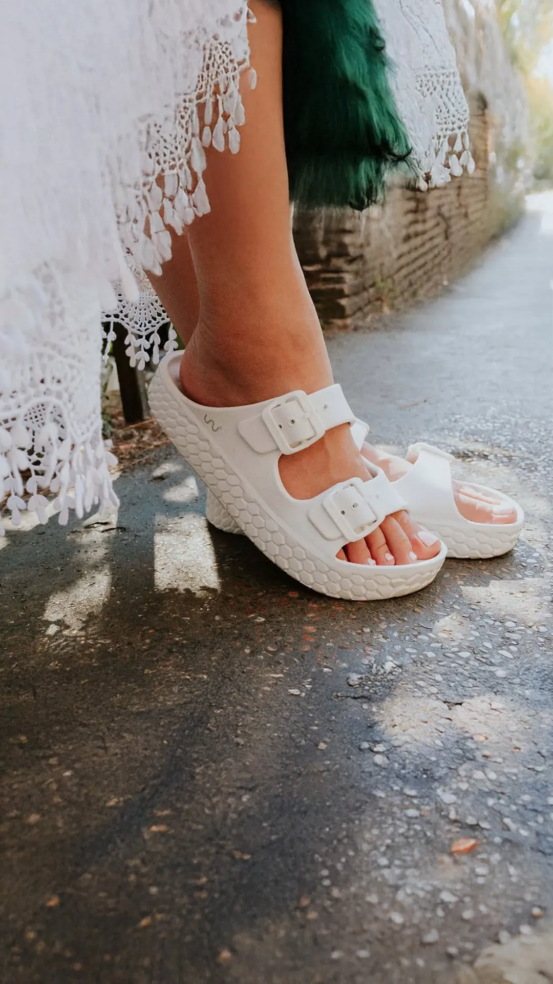 Doubleu Sakura White Platform Slide