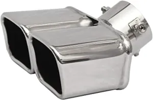 Dual Exhaust Tips 2.5 inch Inlet, Universal Stainless Exhaust Square Dual Tip Car Exhaust Pipe Modification Tail Throat Tail Pipe Muffler Tip (Curved,Silver)