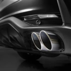 Dual Exhaust Tips, Stainless Steel Double Outlet Car Muffler Tail Tip Exhaust Curved Type Tailpipe Tip 63mm/2.5" Inlet Bolt-on Exhaust Tip Bevel Port (Curved,Black Silver)