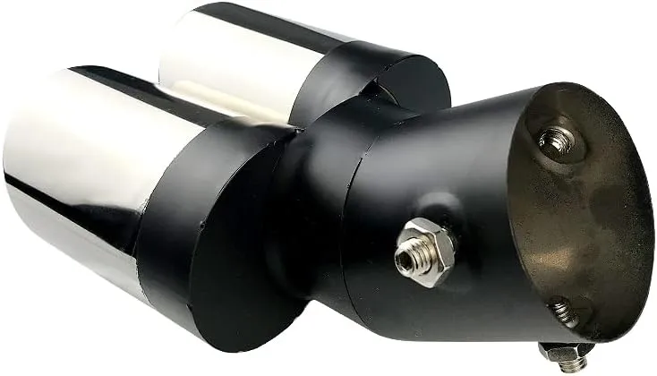 Dual Exhaust Tips, Stainless Steel Double Outlet Car Muffler Tail Tip Exhaust Curved Type Tailpipe Tip 63mm/2.5" Inlet Bolt-on Exhaust Tip Bevel Port (Curved,Black Silver)