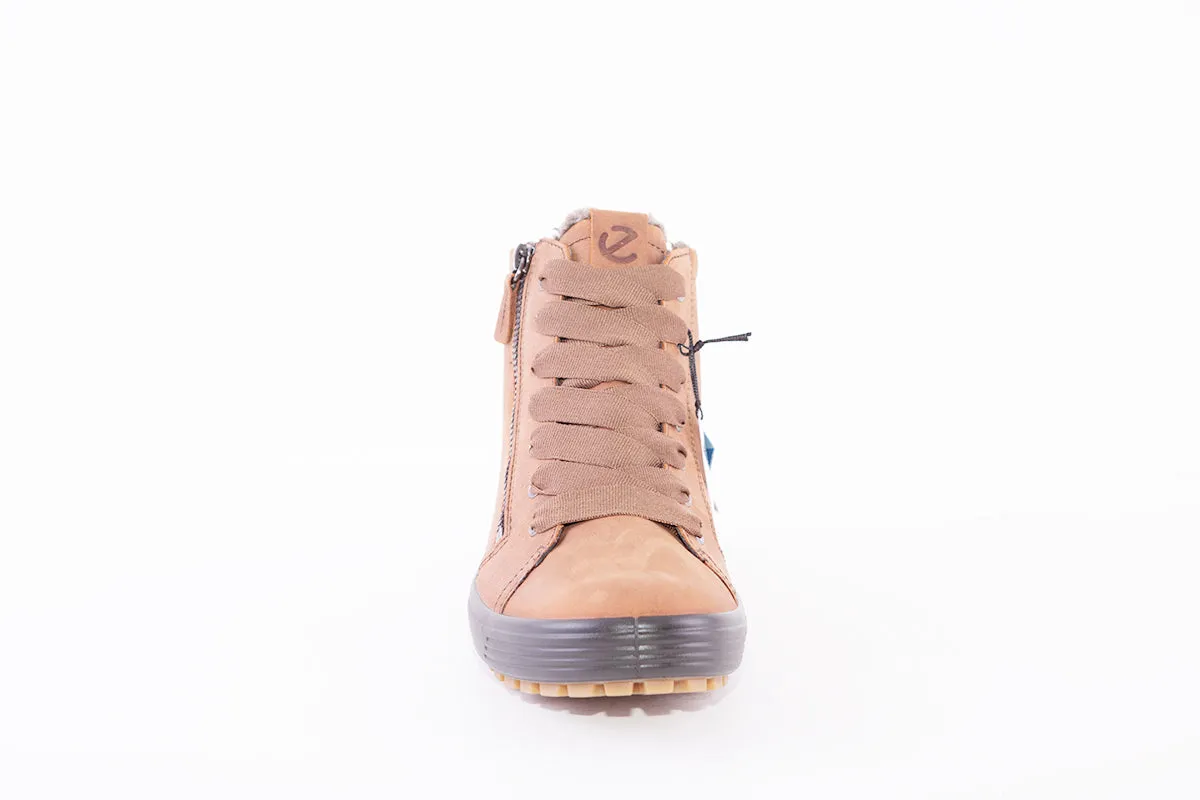 ECCO - SOFT 7 TRED-FLAT ZIP/LACE ANKLE BOOT - TAN