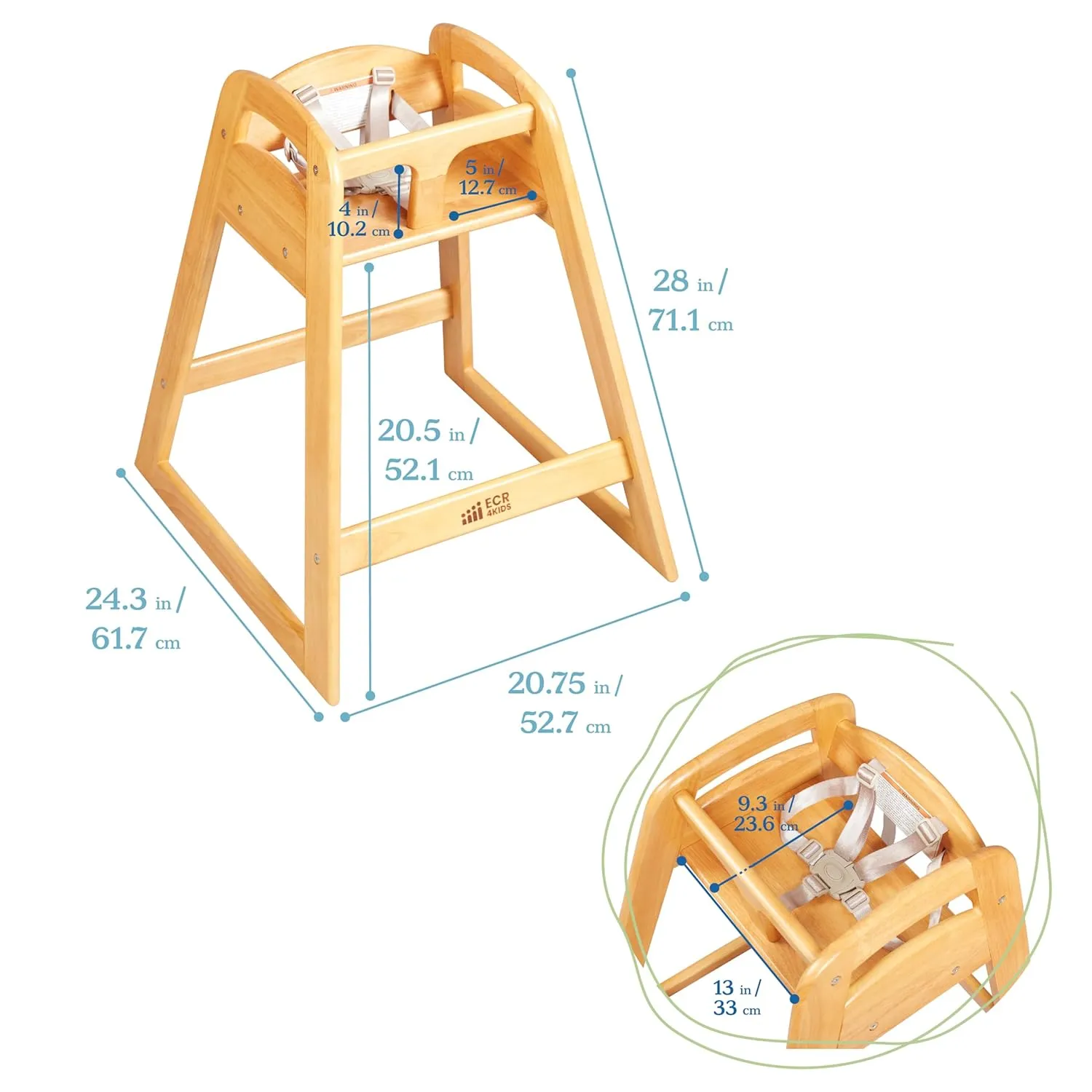 ECR4Kids ASATT High Chair, Toddler Chair, Honey