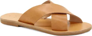 Emmanuela Ancient Greek Leather Flat Sandals, Quality Handmade Slide on X Strap Summer Shoes for Women, Open Toe Sliders, Boho Chic Mules
