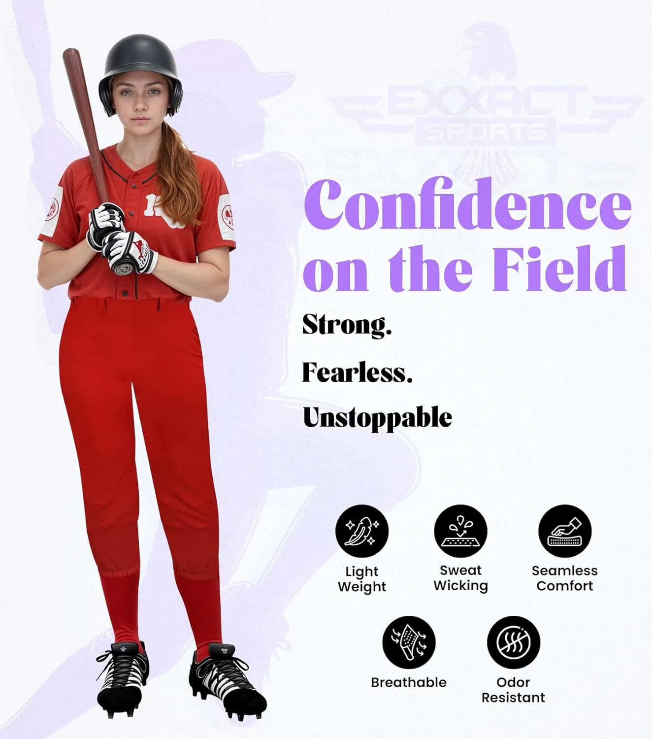 Exxact Sports Girls Softball Pants Knicker/Yoga Style Knee Length, 4-Way Stretch Low Rise Youth Softball Pants for Girls