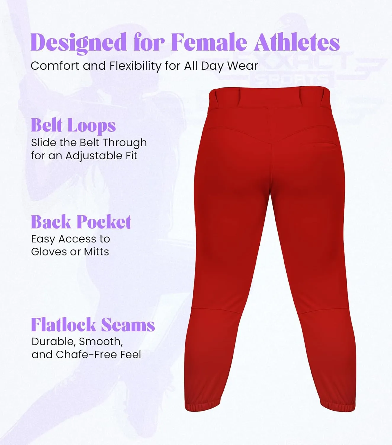 Exxact Sports Girls Softball Pants Knicker/Yoga Style Knee Length, 4-Way Stretch Low Rise Youth Softball Pants for Girls