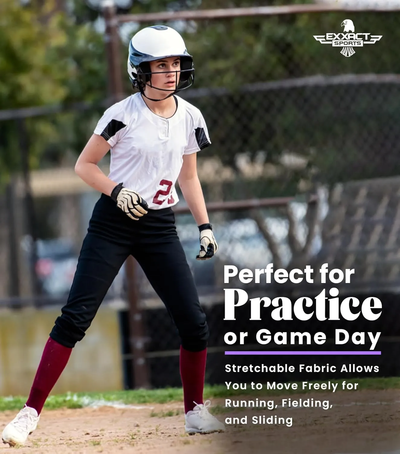 Exxact Sports Girls Softball Pants Knicker/Yoga Style Knee Length, 4-Way Stretch Low Rise Youth Softball Pants for Girls