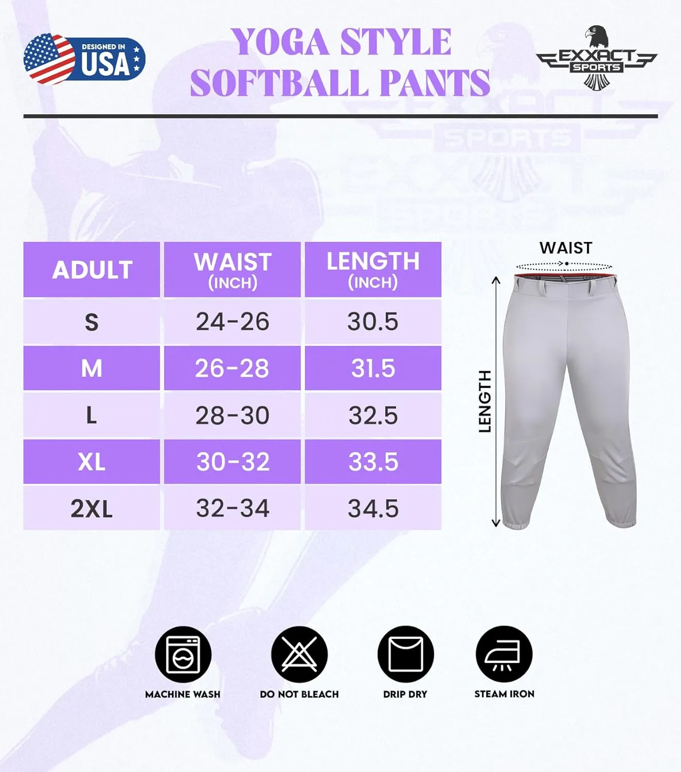Exxact Sports Womens Softball Pants Knicker/Yoga Style Knee Length, 4-Way Stretch Low Rise Softball Pants for Women