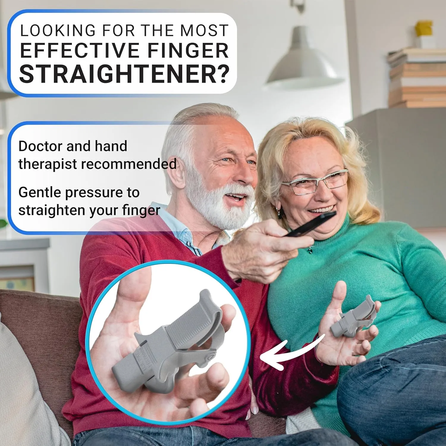Finger Straightener | PIP Extension Orthosis/Splint For Bent Fingers, PIP Flexion Contractures | Adjustable Joint Stretcher Device | Made in USA | Purple/Large