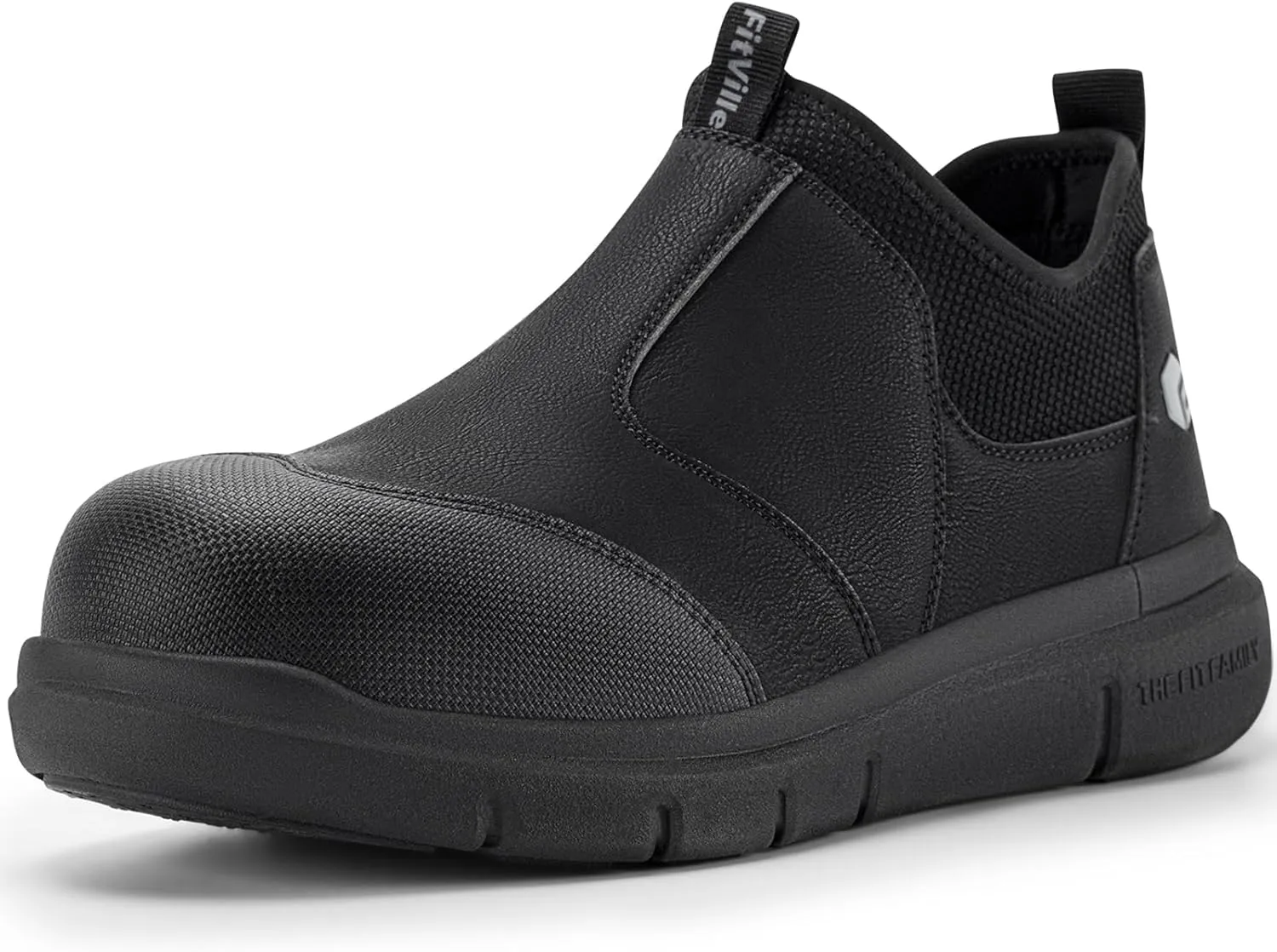 FitVille Extra Wide Men's Slip on Composite Toe Shoes Safety Toe Work Shoes for Men Puncture Proof