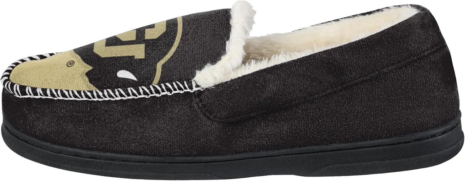 FOCO NCAA Men’s Big Logo Colorblock Moccasin Slippers – Officially Licensed, Comfortable Shoes with Team Colors and Logo