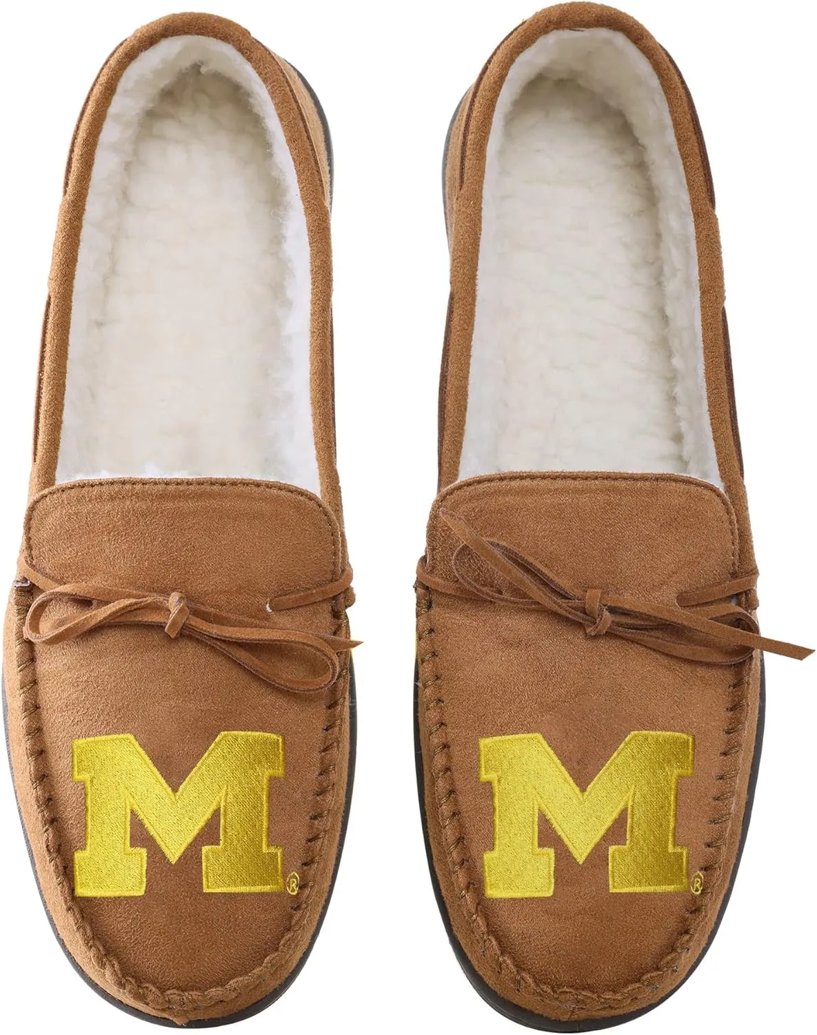 FOCO NCAA Mens NCAA College Team Logo Moccasin Slippers