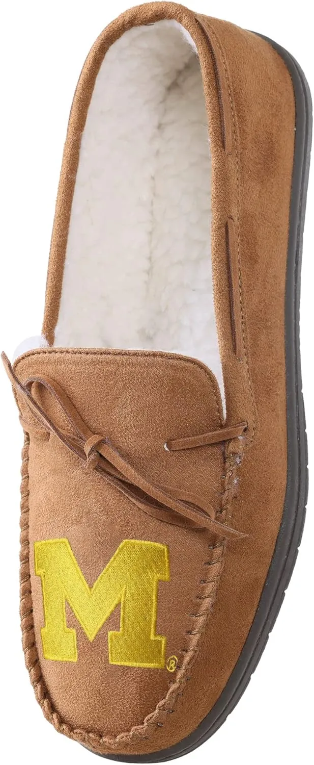 FOCO NCAA Mens NCAA College Team Logo Moccasin Slippers
