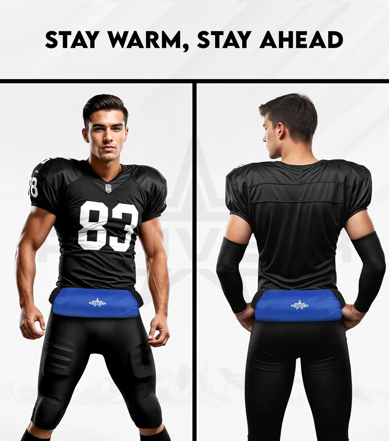 Football Hand Warmer Pouch Youth & Adult, Waterproof Hand Warmers Football with Zipper Pocket and Adjustbale Strap, Best Cold Weather Football Gear