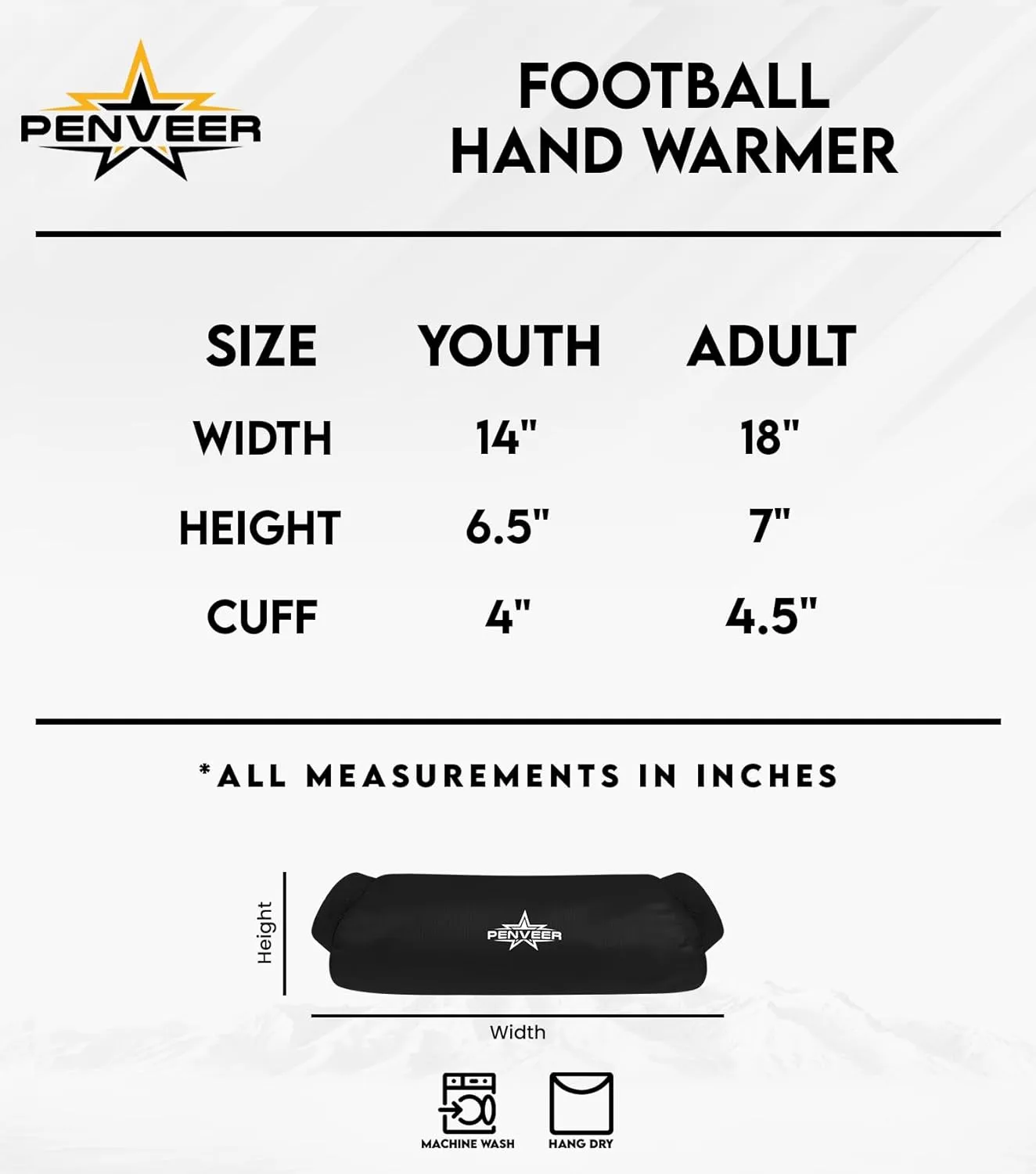Football Hand Warmer Pouch Youth & Adult, Waterproof Hand Warmers Football with Zipper Pocket and Adjustbale Strap, Best Cold Weather Football Gear