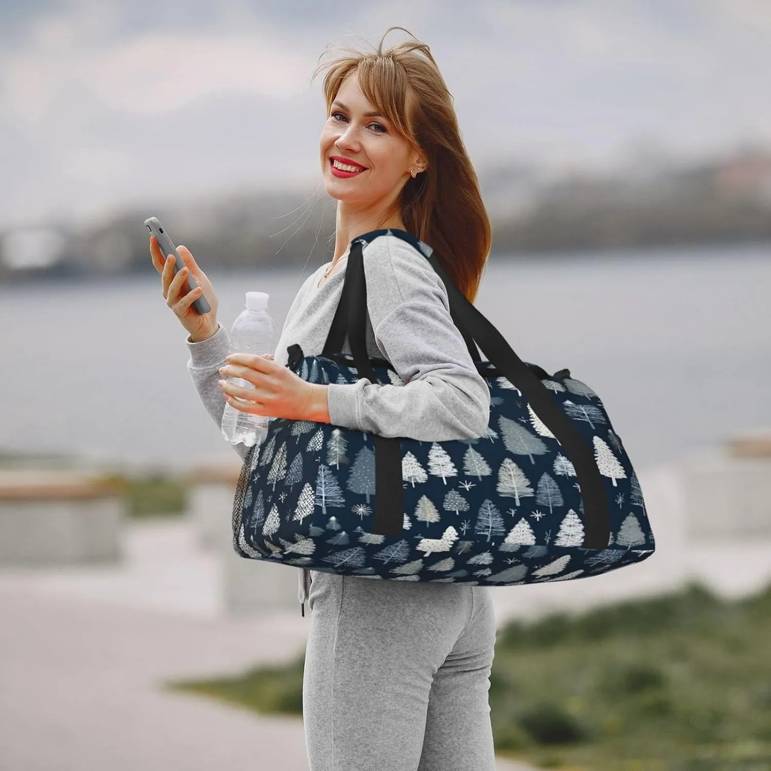 Forest Tree Travel Duffel Bag with Strap Multi Pockets Sports Bag Handbag Large Shoulder Bag for Gym Weekend Fitness Camping