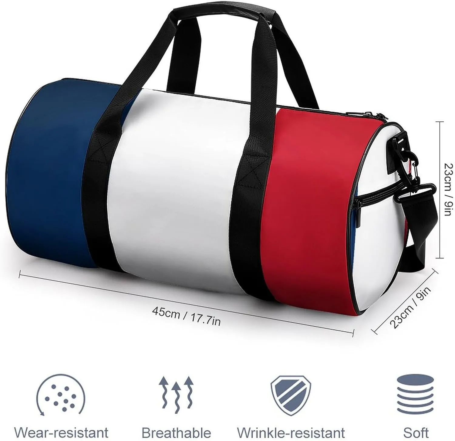 France Flag Large Capacity Gym Duffel Bag for Men Women Dry Wet Separation Travel Overnight