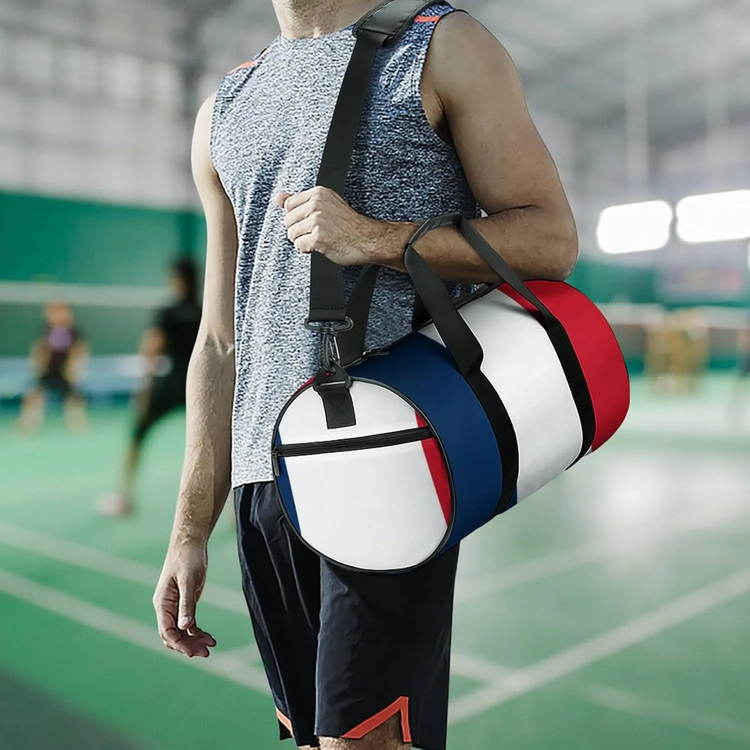 France Flag Large Capacity Gym Duffel Bag for Men Women Dry Wet Separation Travel Overnight