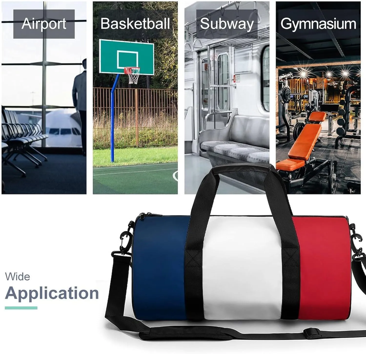 France Flag Large Capacity Gym Duffel Bag for Men Women Dry Wet Separation Travel Overnight