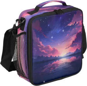 Galaxy Sky Lunch Bags for Women Men Nebula Insulated Lunch Box Lunchbox Cooler Tote Bag Shoulder Strap Reusable Lunchbag for Work Travel Picnic