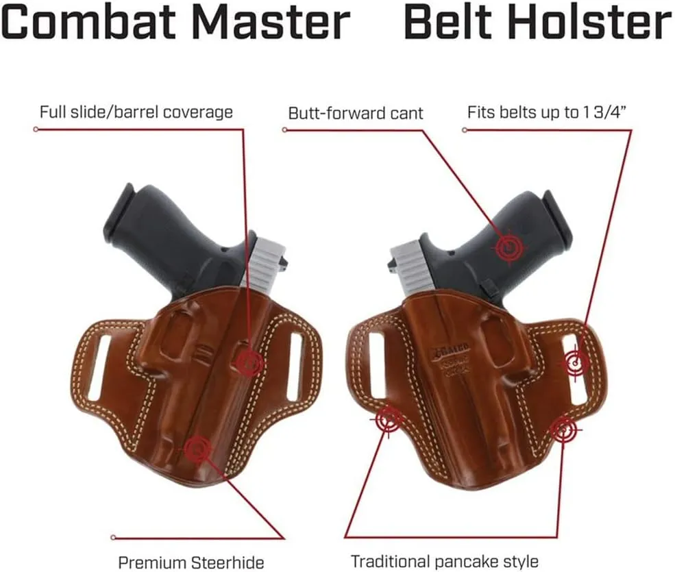 Galco Combat Master OWB Belt Holster Compatible with Glock 48/48 Mos | Smith & Wesson M&P 9mm Shield EZ, Right Hand