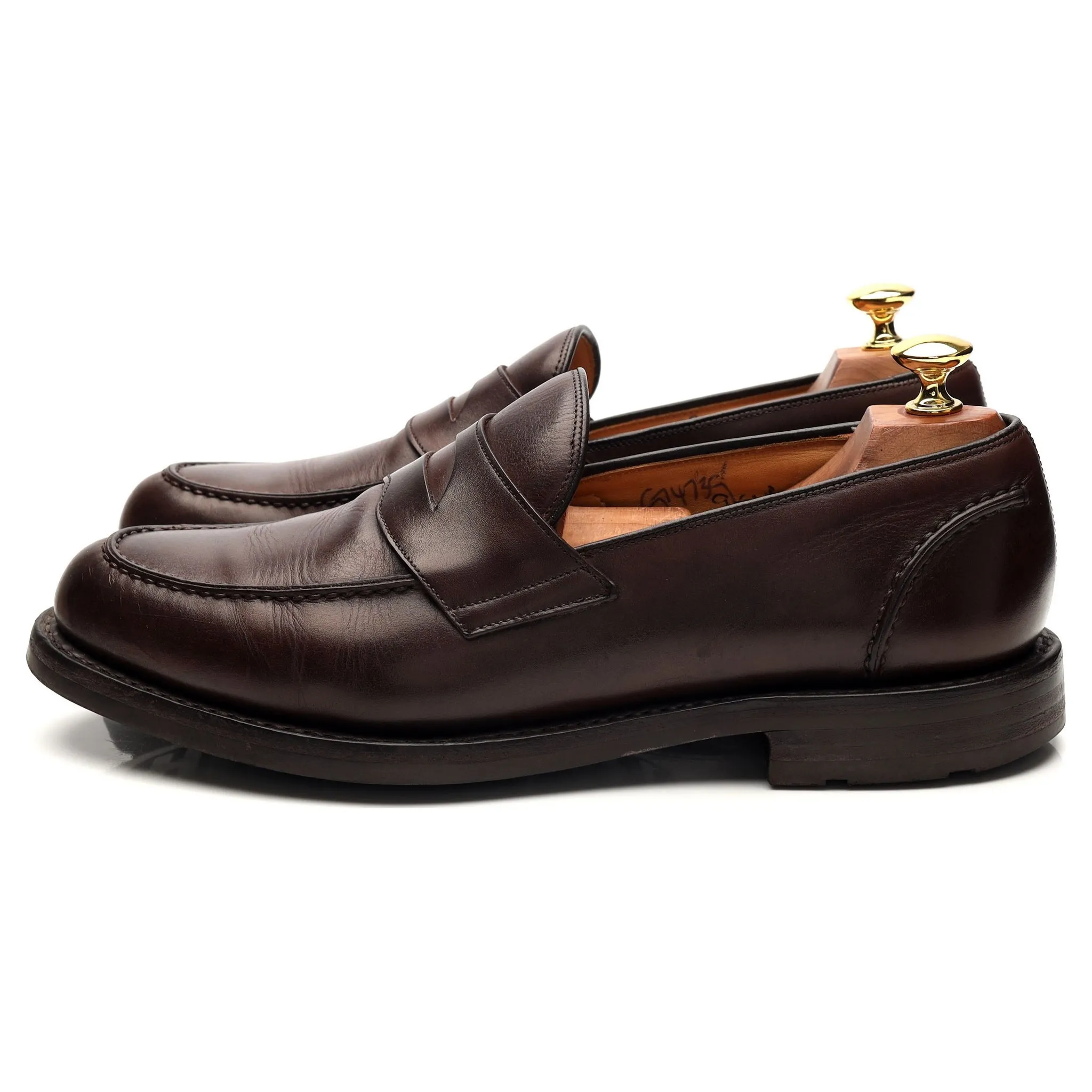'Gayton' Dark Brown Leather Loafers UK 9 F
