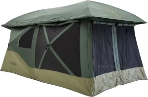 Gazelle Tents™ T4 Plus Hub Tent Overland Edition, Easy 90 Second Set-Up, Waterproof, UV Resistant, Footprint, All-Terrain Stakes, 4-8 Person, Alpine Green/Oak Moss, 78" x 94" x 165", GT451GR