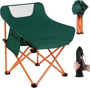 GLEAP Camping Chairs for Adult, Portable Folding Chair for Outside, Quick Set Up in Seconds Camping Chair Max 360lb Camping Chair with 2Pockets, Lightweight for Carrying