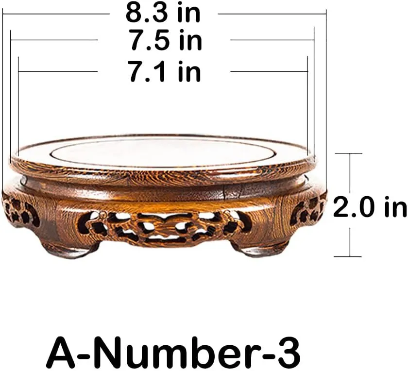 GOLDY&WENDY Oriental Home Display Round Wooden Chicken Wing Wood Base Household Crafts Antique Collectibles Pedestal