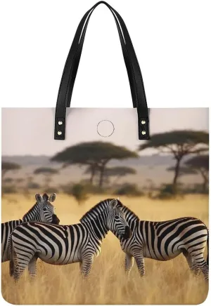 Grocery Bags Africa Grassland Zebra Bag for Women Lightweight Beach Bag Shoulder Bags for Travel Shopping Work Handbag