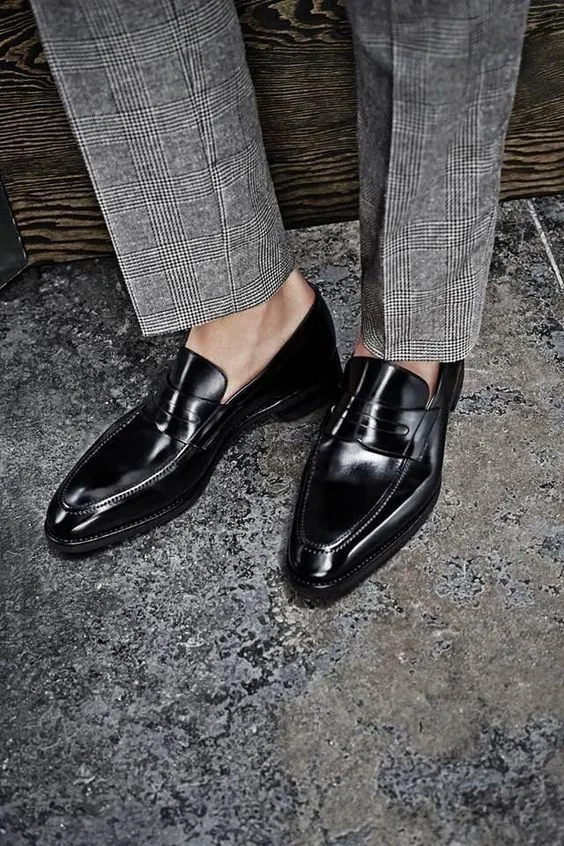 Handmade Black Color Moccasin Loafer Slip Ons Magnificiant Leather Men Shoes
