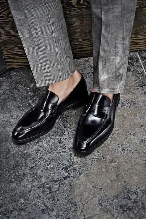 Handmade Black Color Moccasin Loafer Slip Ons Magnificiant Leather Men Shoes