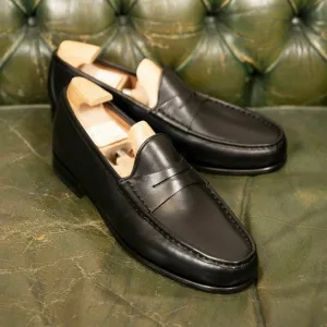 Handmade Black Slip-on Moccasin Dress Shoes for Men