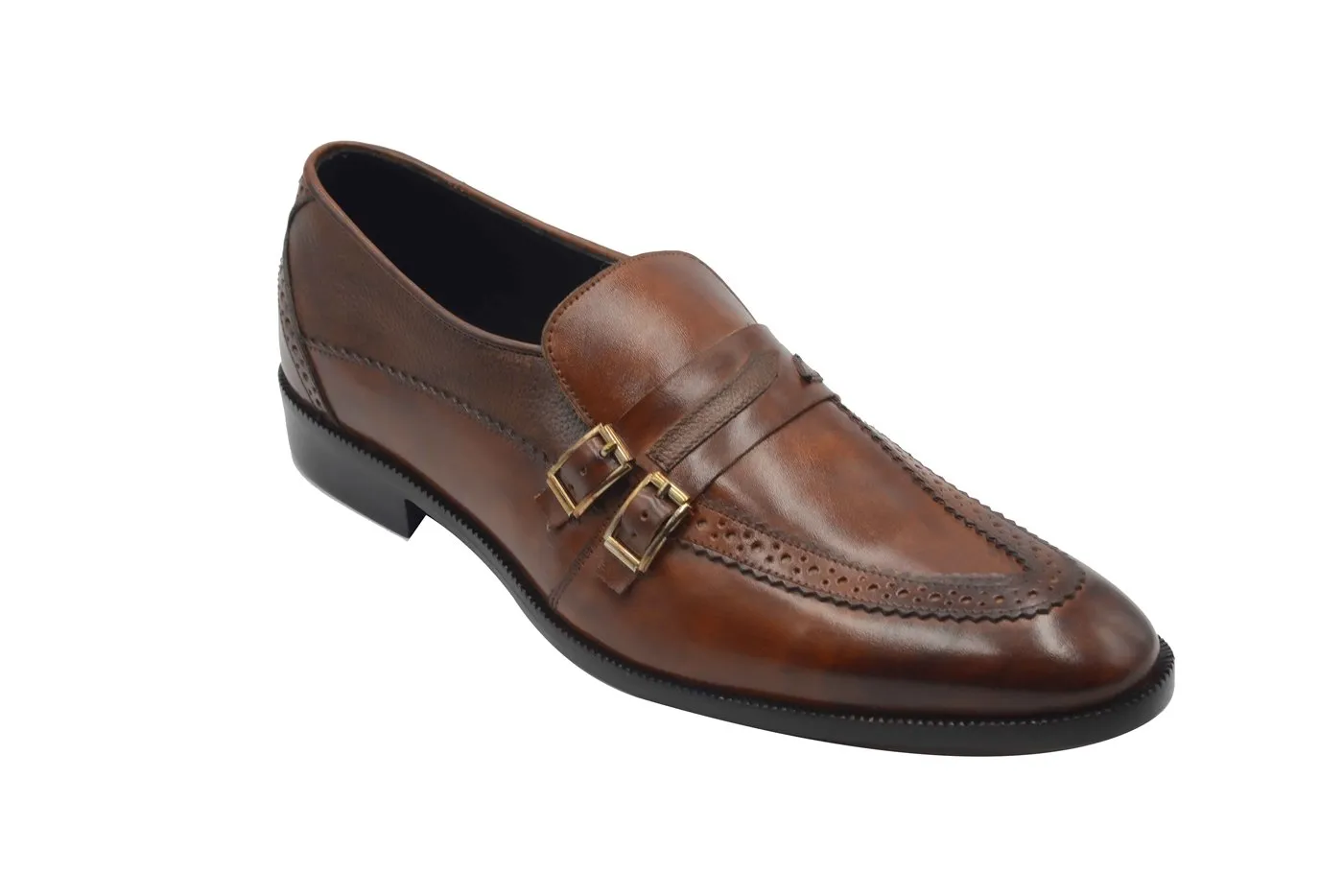 Handmade Brown Leather Moccasin Dress Shoes for Men