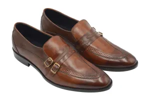 Handmade Brown Leather Moccasin Dress Shoes for Men