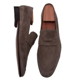 Handmade Brown Suede Moccasin Slip-On Shoes for Men