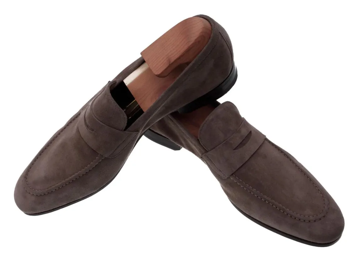Handmade Brown Suede Moccasin Slip-On Shoes for Men