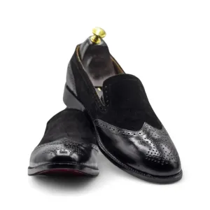 Handmade Men Split Toe Loafers Black Moccasin Formal Dress Shoes