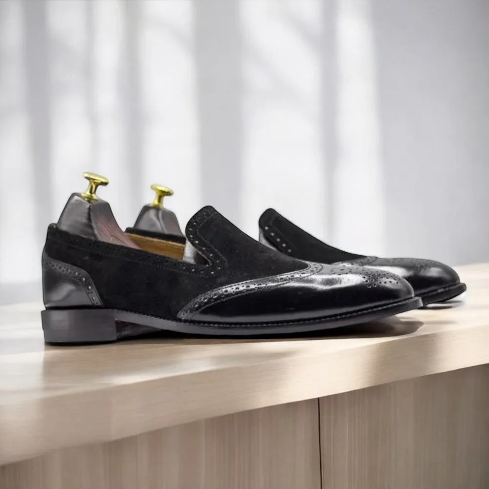Handmade Men Split Toe Loafers Black Moccasin Formal Dress Shoes