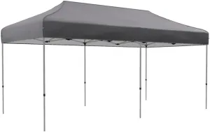 Heavy-Duty 10x20 FT Pop Up Canopy Tent for Outdoor Events, Portable Instant Shelter with Wheeled Bag, Adjustable Steel Frame - Gray/Black