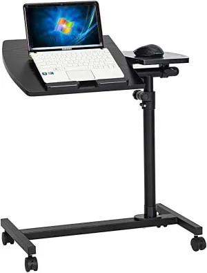 Height Adjustable C Table with Wheels, 23.6" Wide C Shaped Side End Table with Tiltable Drawing Board, Small Mobile Sofa Side Laptop Desk, C Shaped Couch TV Tray Table for Living Room, Bedroom